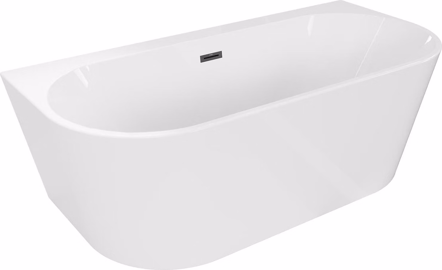 Mexen Oval+ vasca da bagno freestanding a parete 170 x 80 cm, bianca, troppopieno nero - 52681708000-70