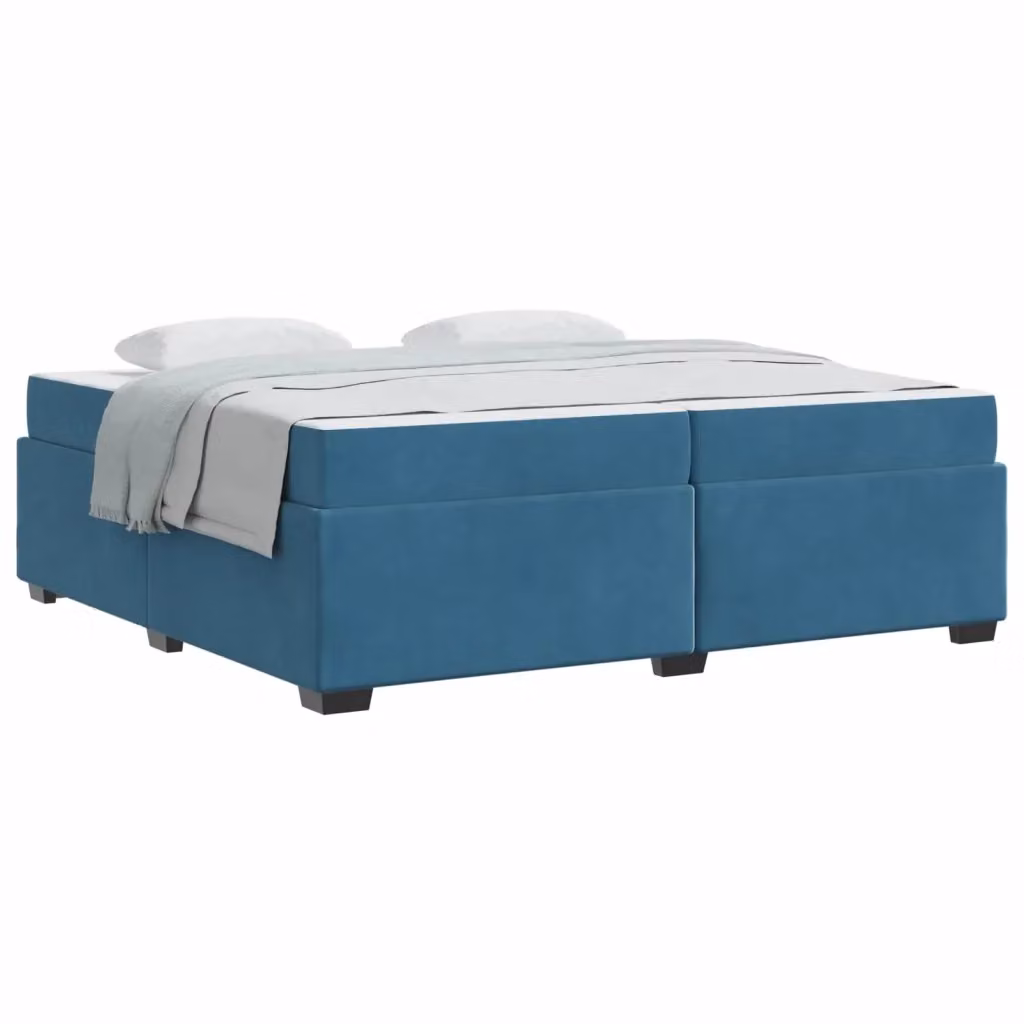 Struttura del letto moderna vidaXL in tessuto blu con telaio imbottito e legno, L/P: 200 x 200 cm – 2