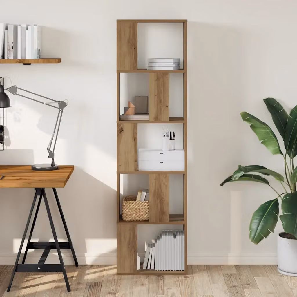 Libreria vidaXL a 5 Piani in Rovere Artigianale, Design Moderno con Schienale Aperto, L/P/H: 45 x 23,5 x 162,5 cm
