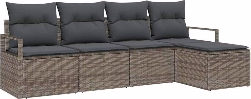 Set di divani 5 pcs Grigio polyrattan