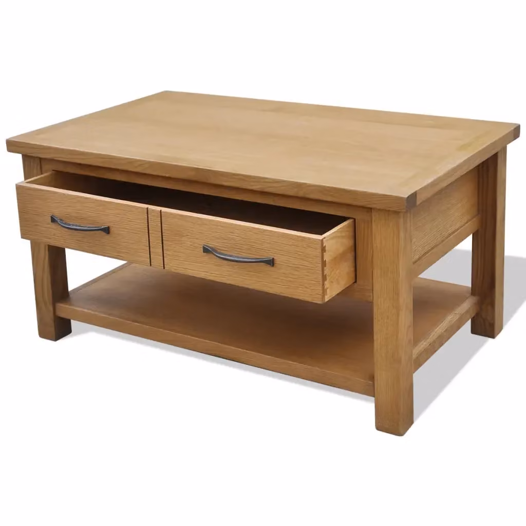 Tavolino da salotto rettangolare vidaXL in legno di rovere color marrone L: 88 cm, P: 53 cm, H: 45 cm – 2