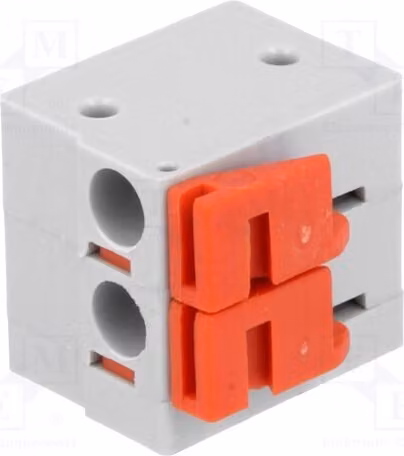 2 guide di fissaggio per connettori con angolo di 90° e passo di 5,08 mm: 2 connettori AC142R-02P-5.08-GRAY