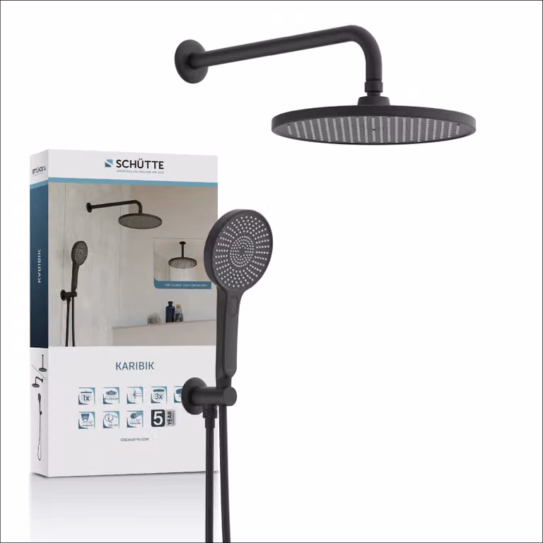 Set doccia completo SCHÜTTE KARIBIK, nero opaco, per doccia