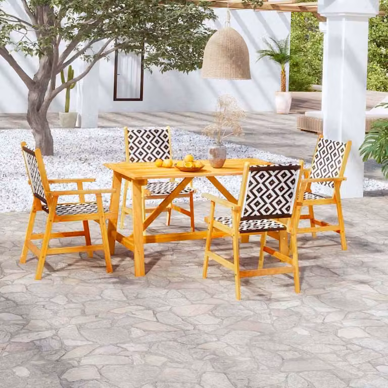 Set da pranzo da giardino vidaXL in legno di acacia marrone, 5 pezzi