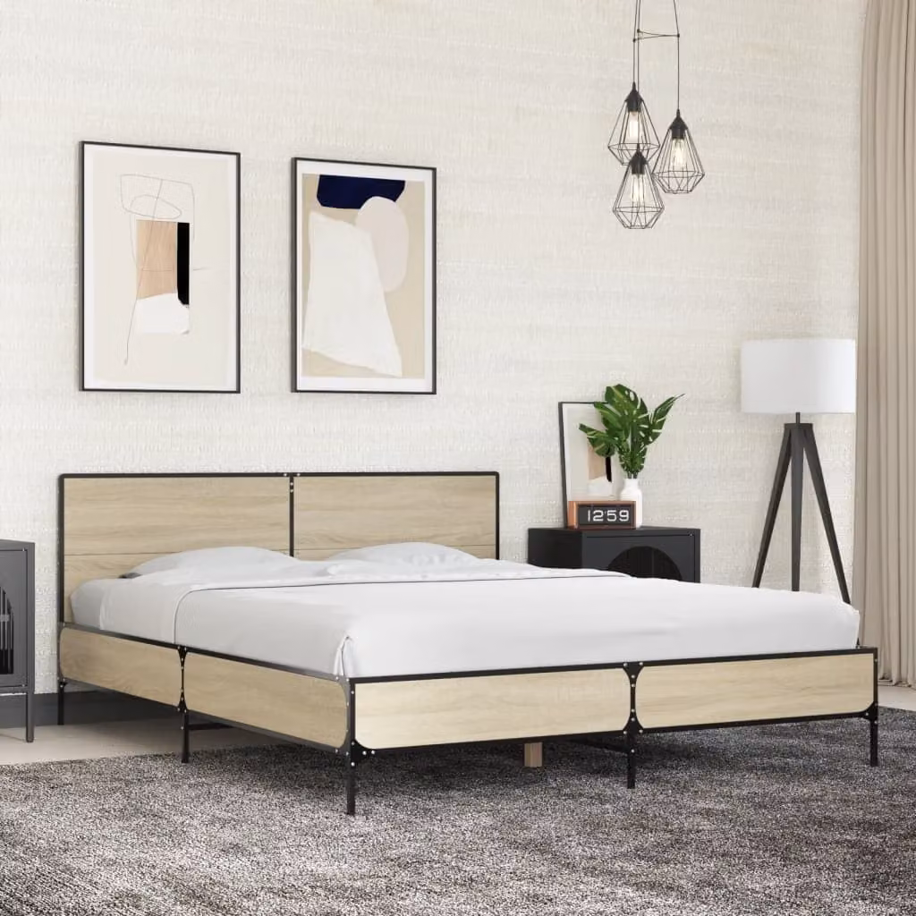 Giroletto vidaXL in Rovere Sonoma e Metallo, L/P: 150 x 200 cm