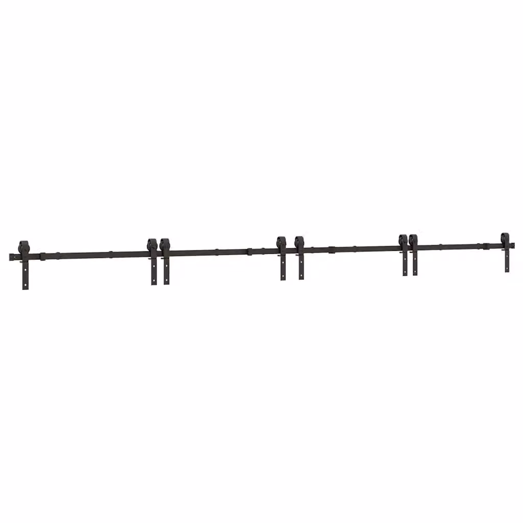Kit di Binari per Porte Scorrevoli vidaXL in Acciaio Nero Opaco, Lunghezza: 400 cm