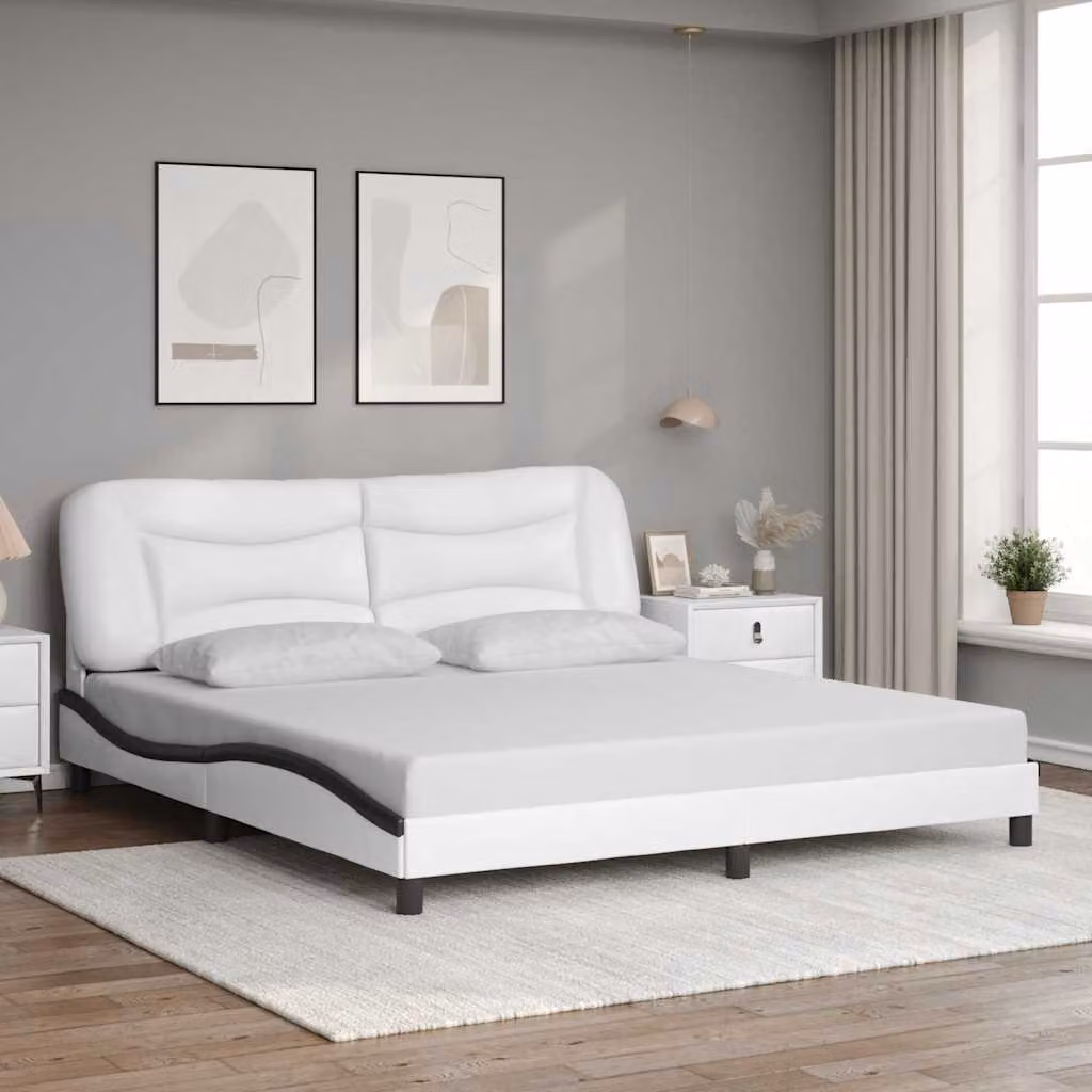 Giroletto senza materasso vidaXL Hvar in similpelle bianco e nero L: 180 cm, P: 200 cm, H: 185 cm – 1