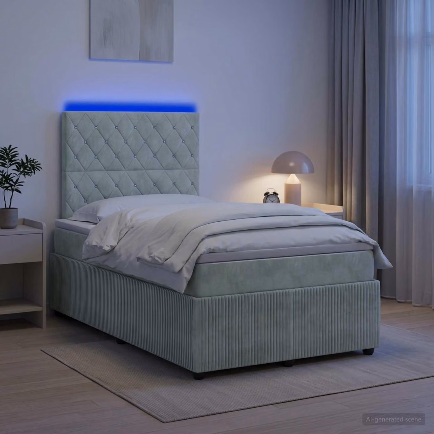 Maison Exclusive - Letto boxspring LED con materasso grigio chiaro 120 x 200 cm velluto