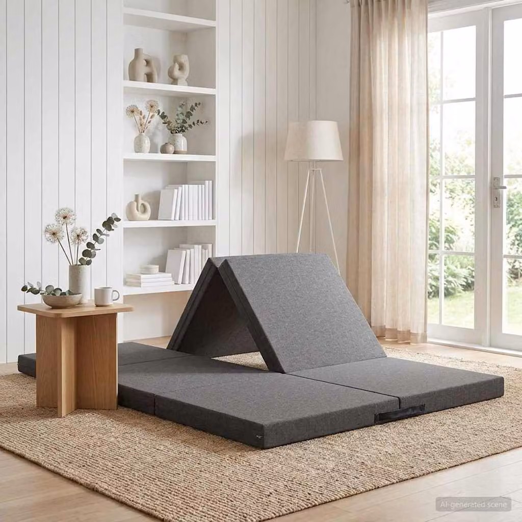 vidaXL Divano Letto Pieghevole Moderno in Tessuto Grigio L: 140 cm, P: 67 cm, H: 15 cm