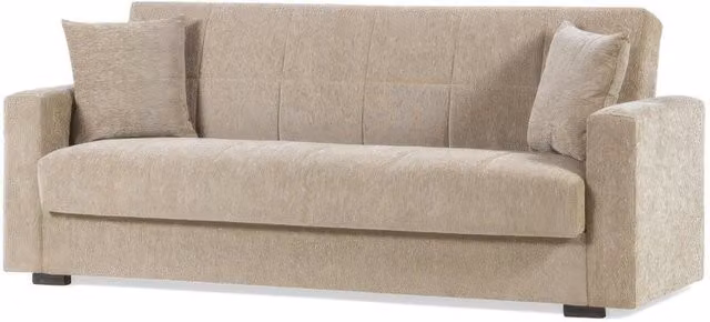 Divano Letto 3 Posti 212 x 80 x 87 cm Beige con Vano Contenitore e Letto 106 x 182 cm Nora Lumos