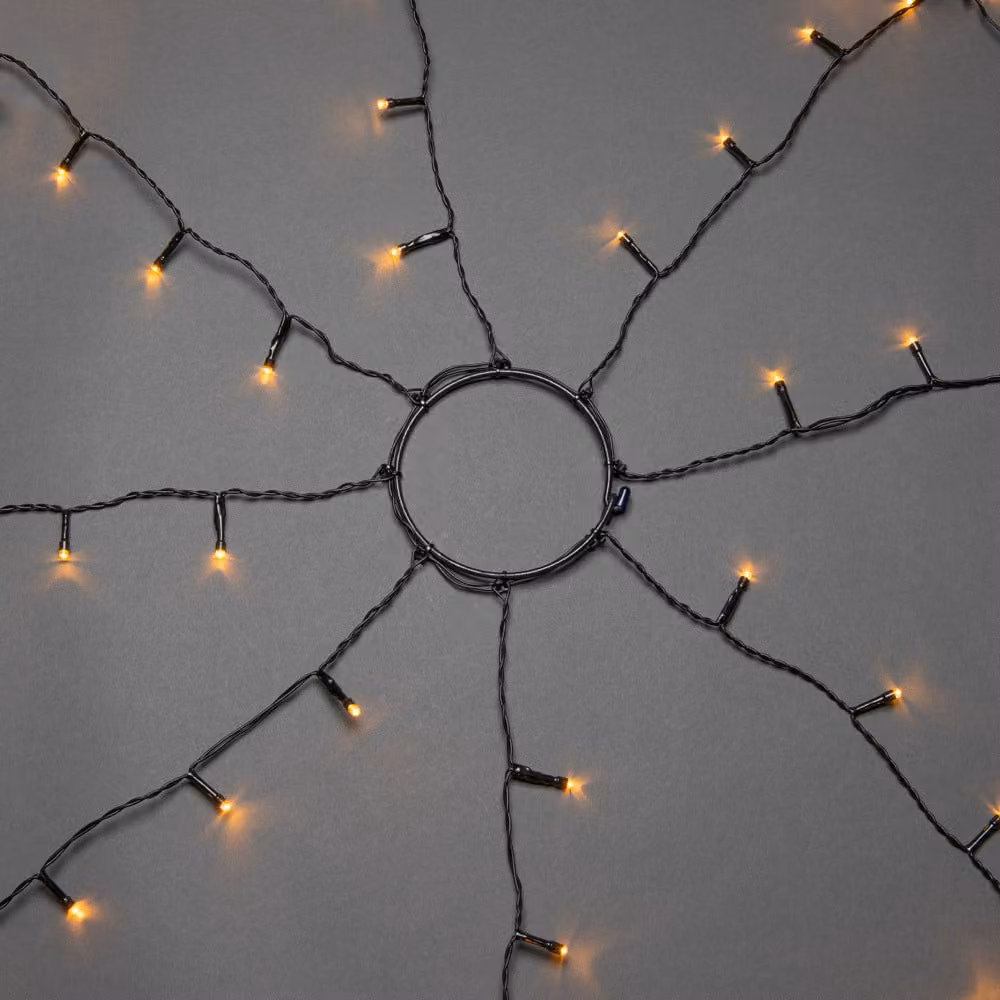 Konstsmide - Albero a LED con anello, 8 fili da 30 diodi ciascuno, preassemblati, con effetto luminoso, 240 diodi color ambra (120 incandescenti), trasformatore per esterni da 24 V, cavo nero - 6320-810