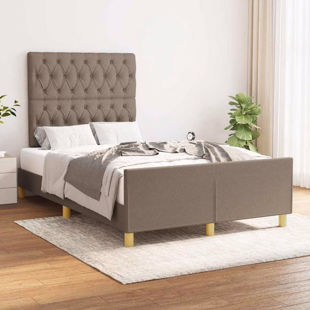Giroletto vidaXL senza materasso in legno di larice e tessuto beige L/P/H: 200 x 120 x 126 cm