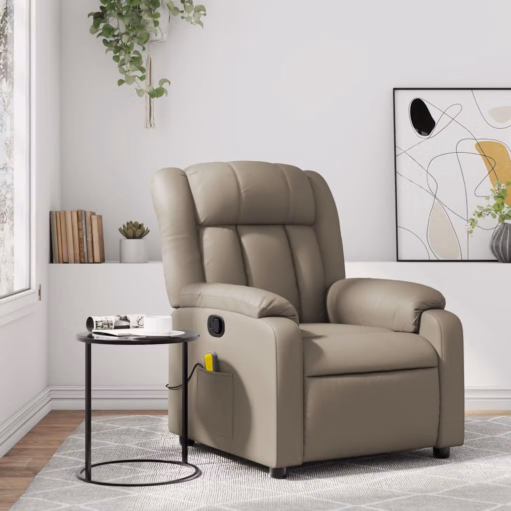 vidaXL Poltrona Reclinabile Relax in Similpelle Beige e Marrone con Braccioli