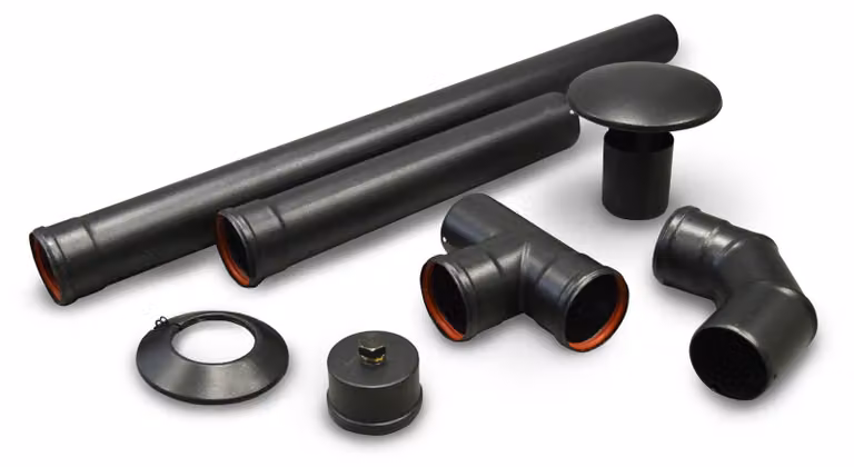 Accessori e stufa a pellet - Tubo smaltato da 80 mm - Resistente al calore fino a 850 °C - Acciaio laminato a freddo - Colore nero