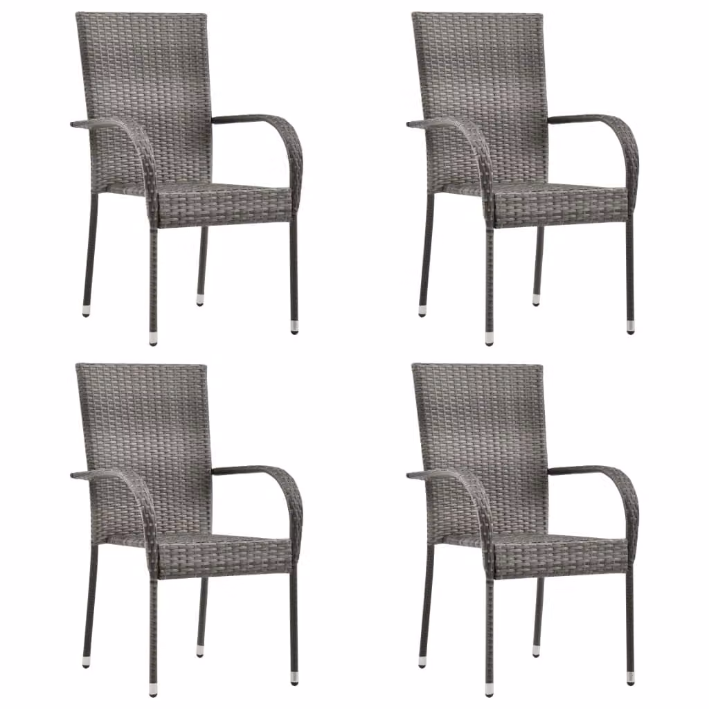 vidaXL Set da pranzo da giardino 5 pezzi in polirattan grigio