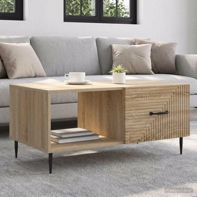 vidaXL Tavolino da salotto rettangolare in stile industriale, colore marrone, L: 90 cm, P: 50 cm, H: 40 cm