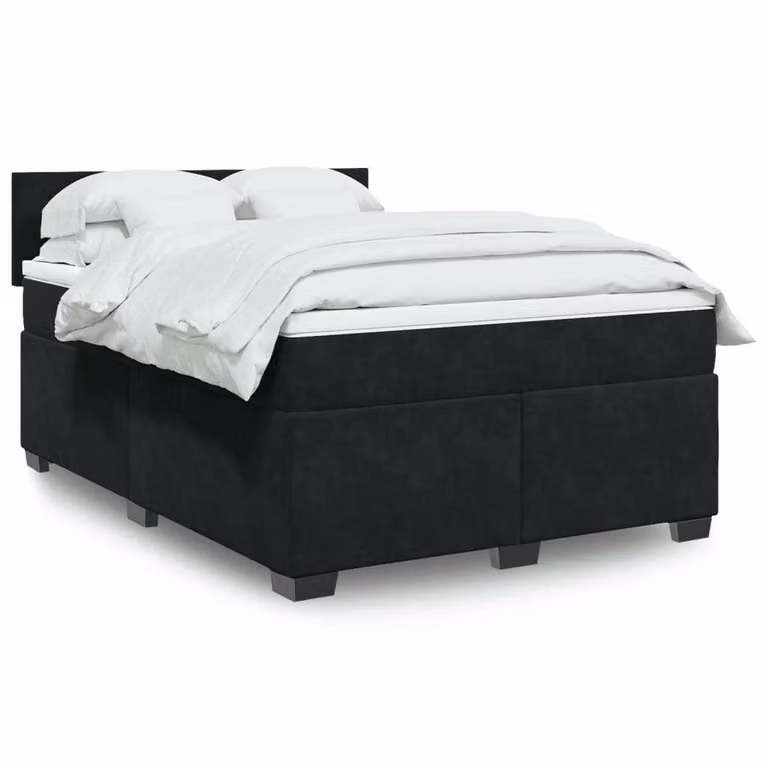 Maison Exclusive - Giroletto a Molle con Materasso Nero 140x190 cm in Velluto