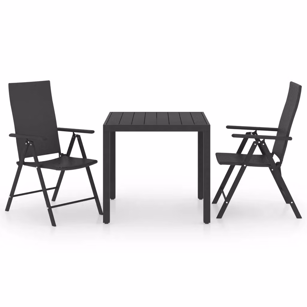 Set da pranzo da giardino vidaXL in polyrattan nero 3 pezzi – 2