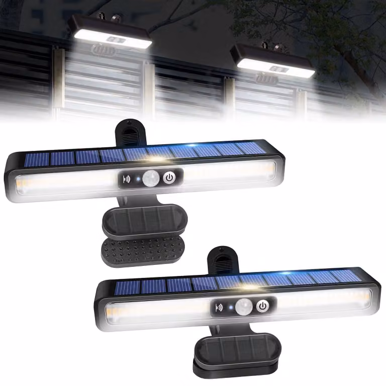 Lampada solare da esterno, set da 2, grado di protezione IP65, 36 LED, 3 modalità, batteria da 1200 mAh, plastica, colore bianco