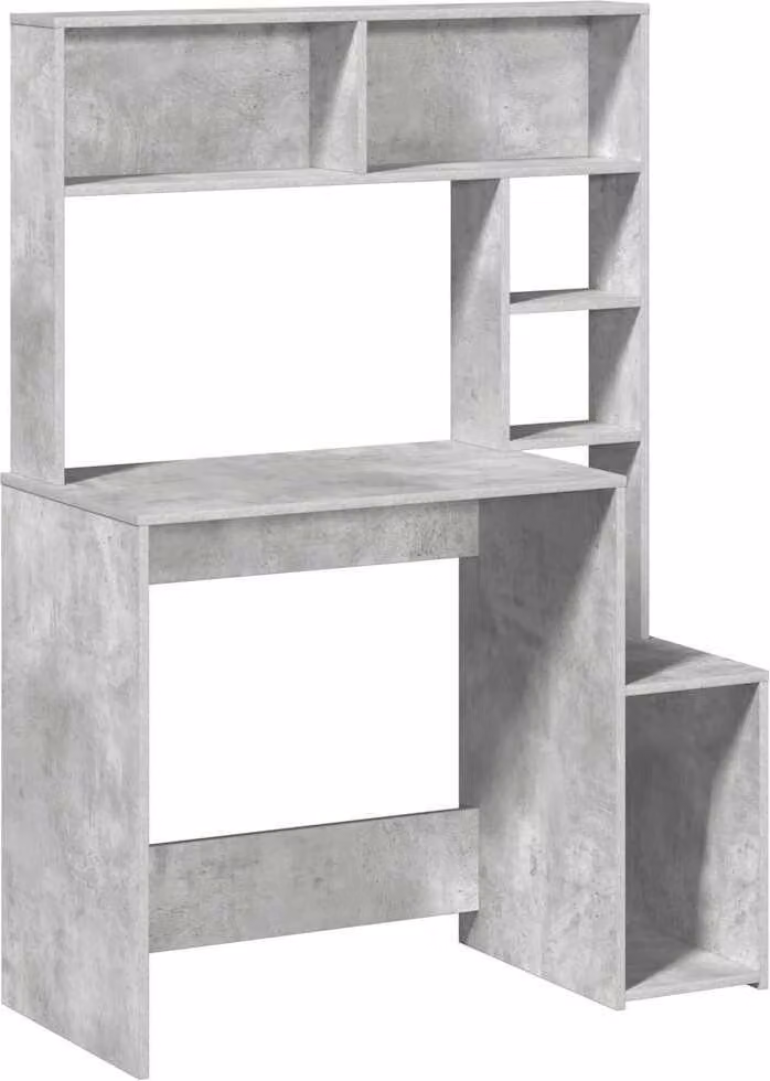Scrivania Mensole Grigio Cemento 100x45x140cm Legno Multistrato