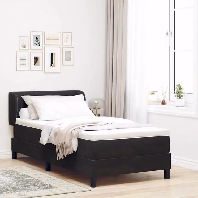 Letto con Molle e Materasso-Struttura Letto con Materasso Grigio Scuro 80x200 cm Velluto Nero