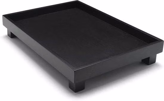 Piano da tavolo rettangolare in legno - design asiatico - 1 pezzo - nero - 35 x 25 cm