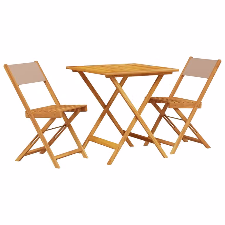Set da Bistrot 3pz Tortora in Tessuto e Legno Massello