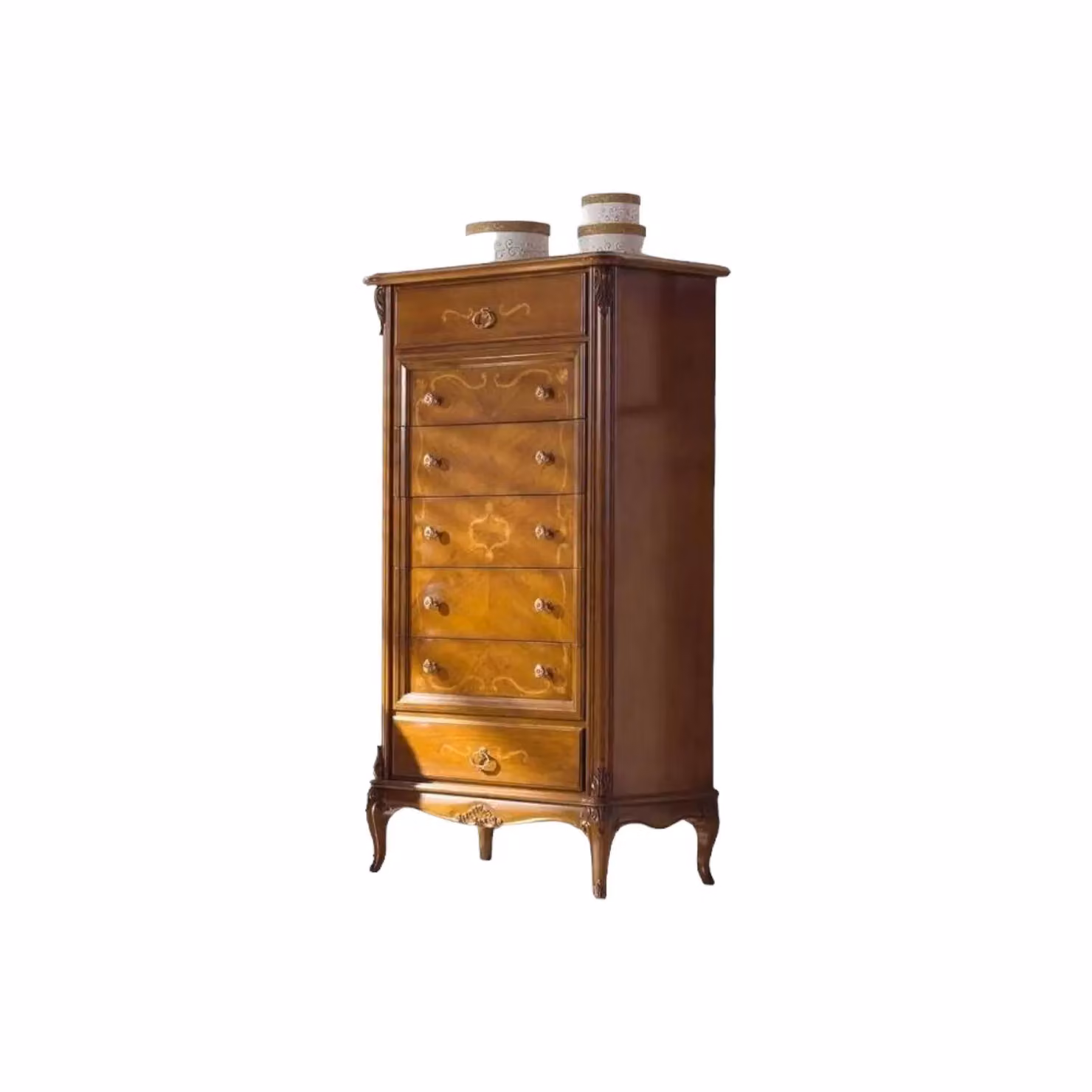 Cassettiera classica in legno con 7 cassetti Mobili 2G finitura bassano L: 76 cm, P: 44 cm, H: 140 cm – 2