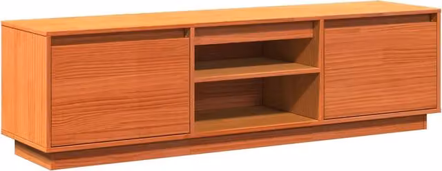 Mobile TV in legno massello di pino color marrone cera con stile rustico L: 140 cm, P: 35 cm, H: 40 cm