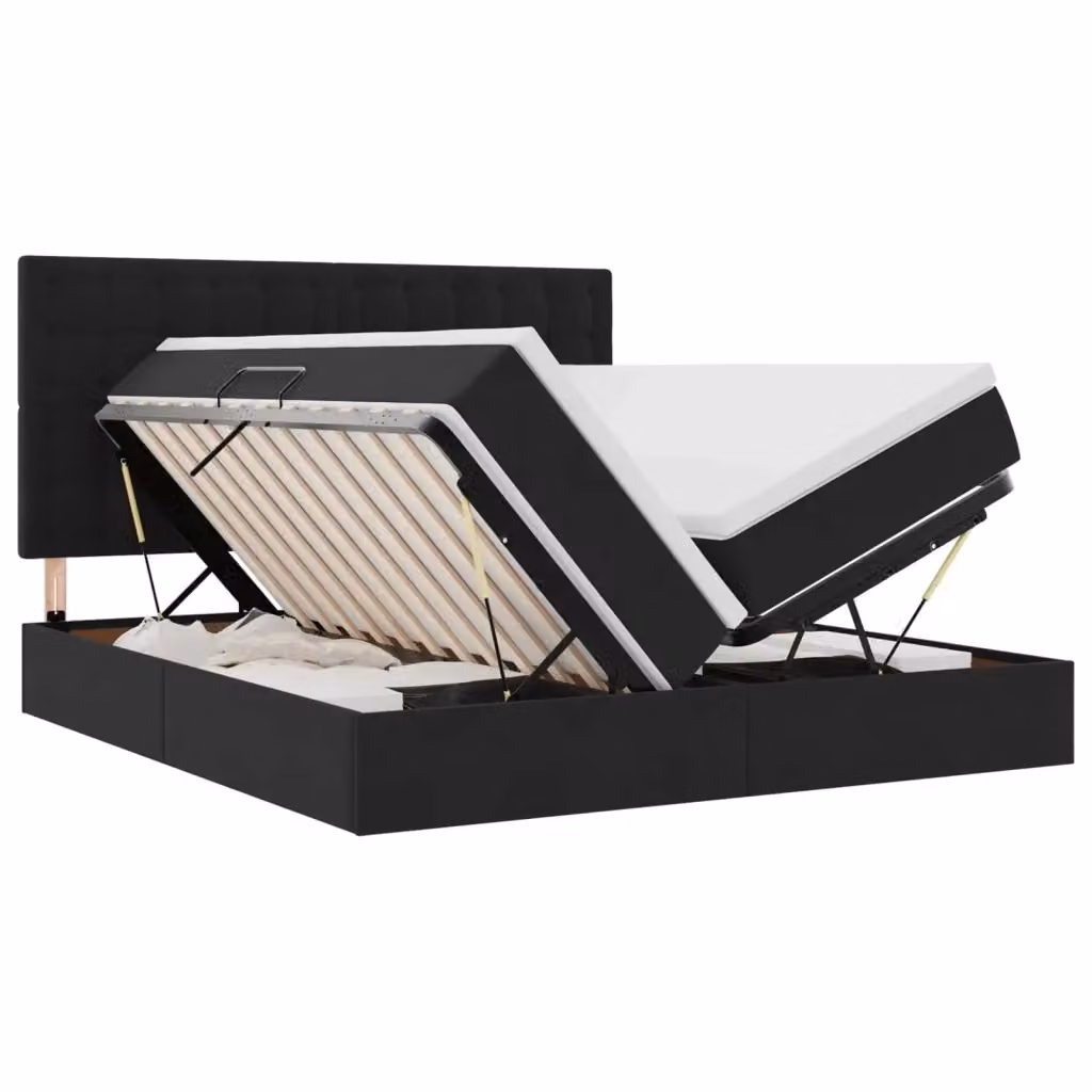 Letto con contenitore vidaXL in velluto nero con testiera e base a sollevamento L: 180 cm, P: 200 cm, H: 204 cm – 2