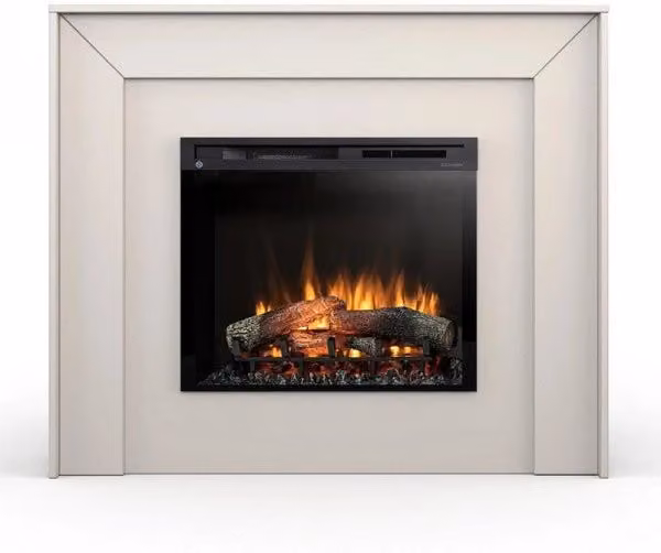 Camino Elettrico Riscaldante Autoportante con LED Outinfire Bianco Cashmere L: 130,2 cm, P: 110 cm, H: 27,5 cm