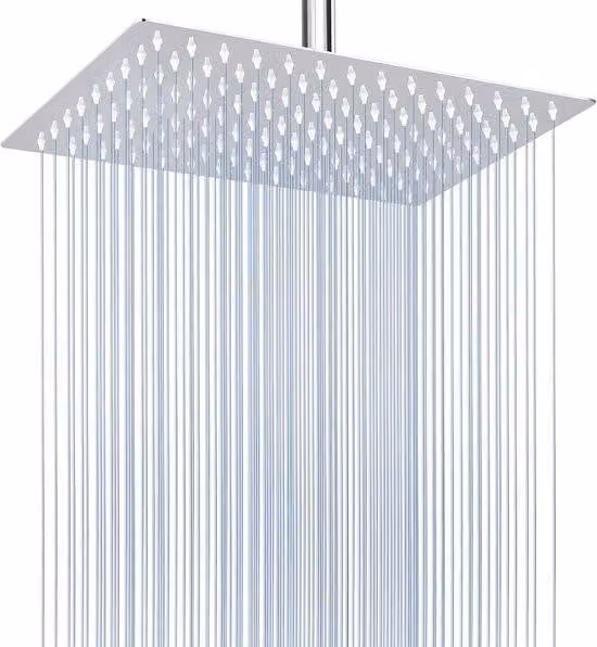 Soffione doccia rettangolare grande - Cromo - Acciaio inossidabile - 30 x 20 cm