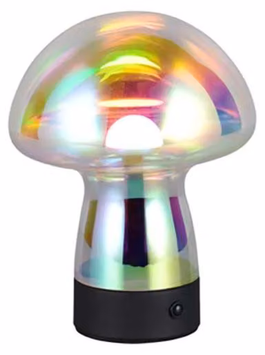 Lampada da tavolo a LED, metallo, nera, vetro iridescente, H 18 cm