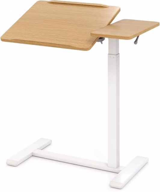 Tavolino laptop regolabile in altezza con piano inclinabile e ruote C Naturale colore beige o bianco