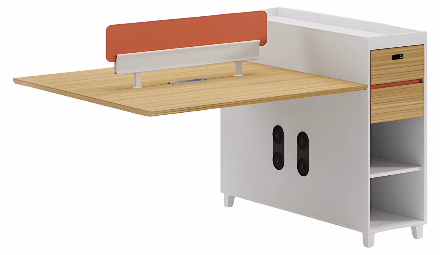 Schreibtisch Holzoptik mit Rückenlehne Stauraum und Regalen Modernes Design