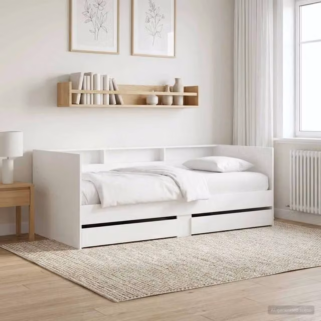 Daybed con cassetto con lo scaffale Bianco Legno ingegnerizzato 3429637