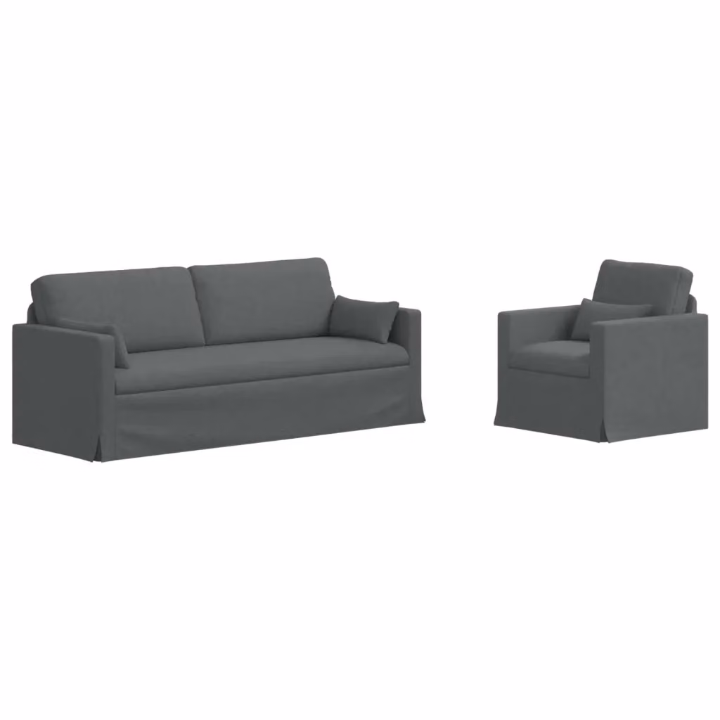 Set di 2 divani moderni vidaXL in tessuto grigio con struttura in metallo e coperture rimovibili – 2