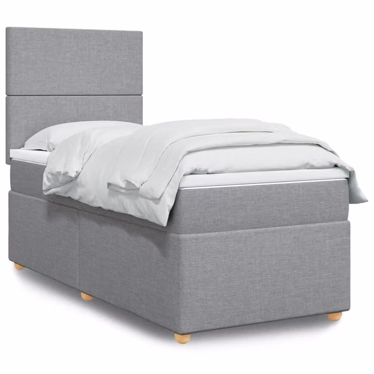 vidaXL Giroletto a Molle Ibrido con Materasso in Tessuto Grigio e Bianco L/P/H: 100 x 200 cm