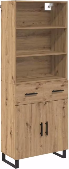 Credenza 2 pz | Madia | Buffet da pranzo | Armadio da pranzo Rovere artigianale Legno multistrato
