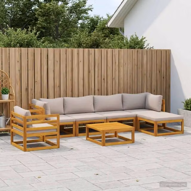 Set di divani 7 pz Naturale Legno di Acacia Massello 3417220