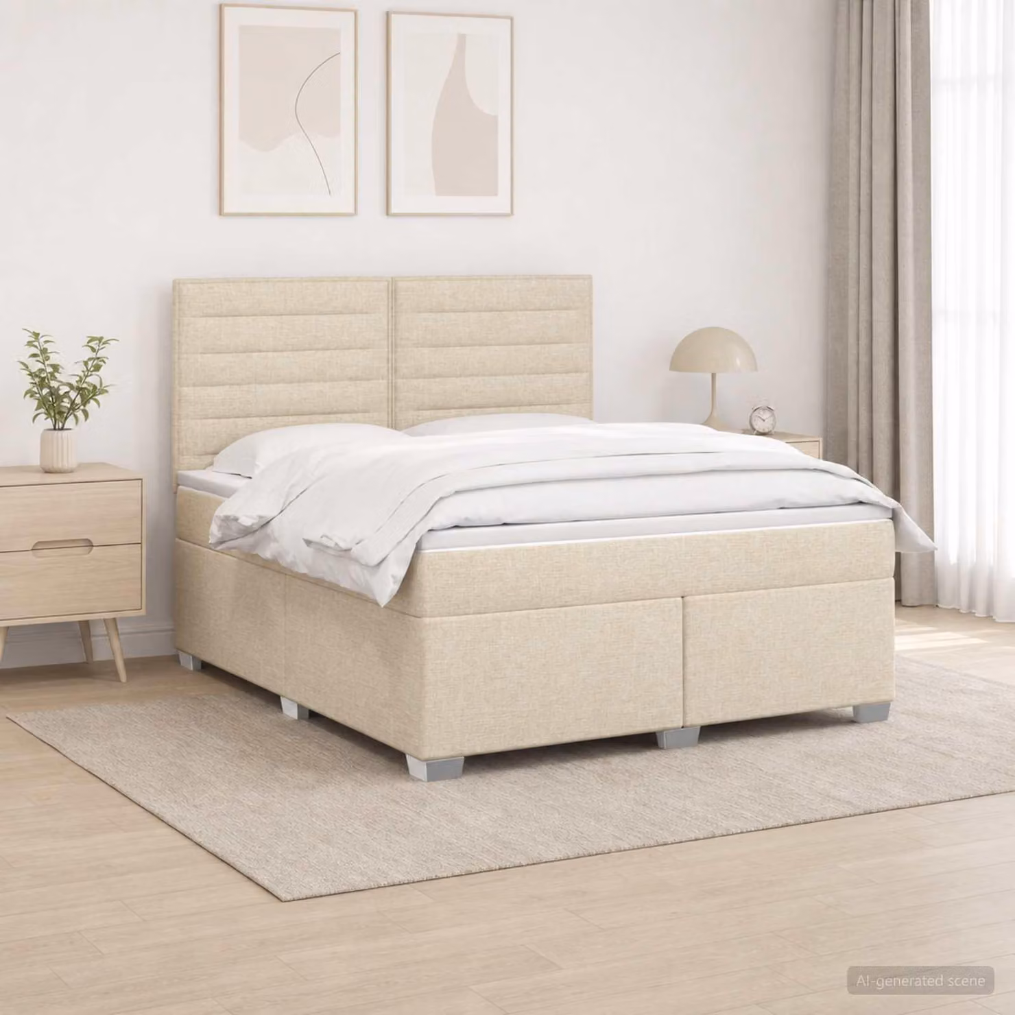 Maison Exclusive - Letto boxspring con materasso Crema 140 x 200 cm Tessuto
