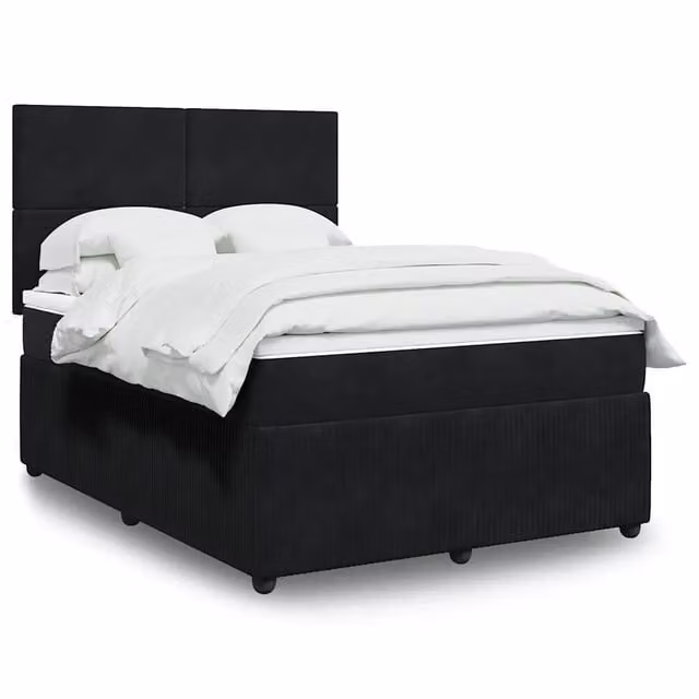Letto con Giroletto a Molle e Materasso vidaXL in Velluto Nero e Bianco L/P: 140 x 190 cm