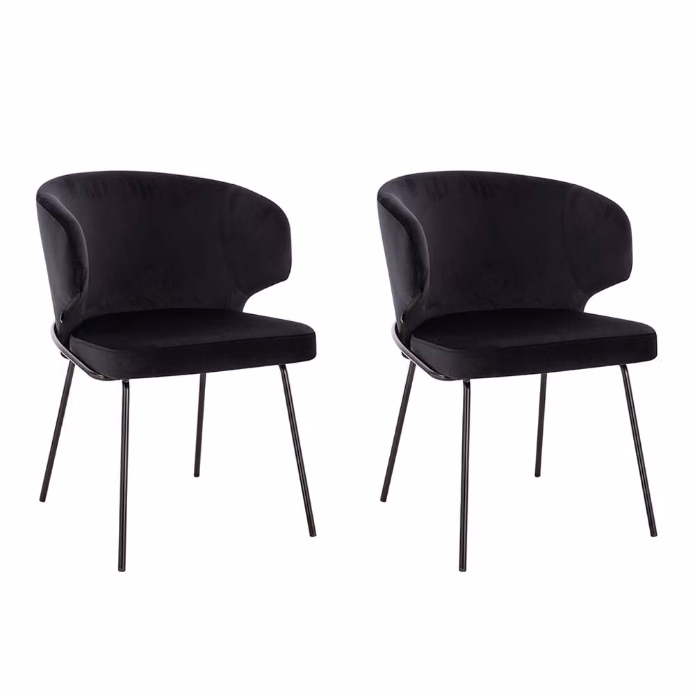 Home Deluxe - Sedia imbottita AMARA- 2 pezzi, colore: nero velluto - imbottitura morbida, carico massimo 120 kg I Sedia da cucina Sedie da pranzo Sedie da sala da pranzo