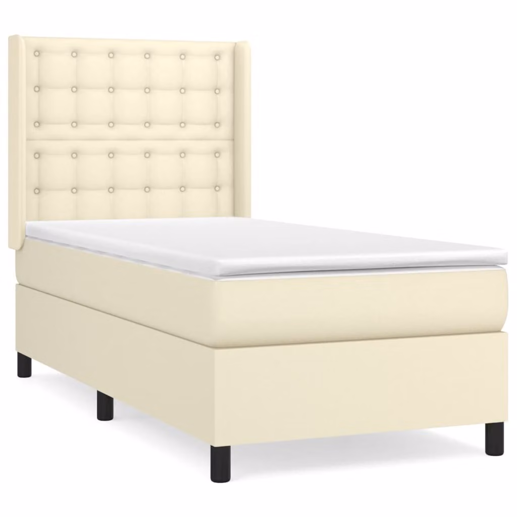 Giroletto a Molle con Materasso Crema 80x200 cm in Pelle finta