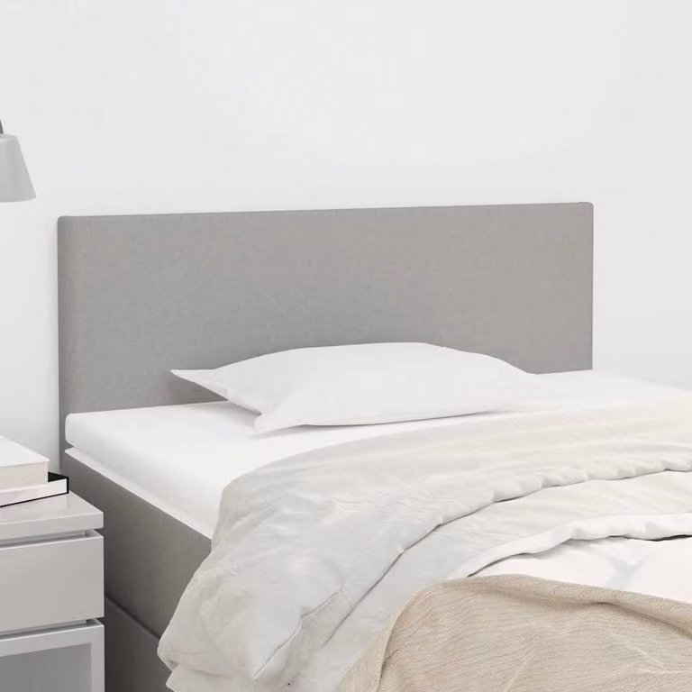 Testiera per letto vidaXL in tessuto grigio chiaro con pannello imbottito e legno di larice, L/P/H: 100 x 5 x 78/88 cm