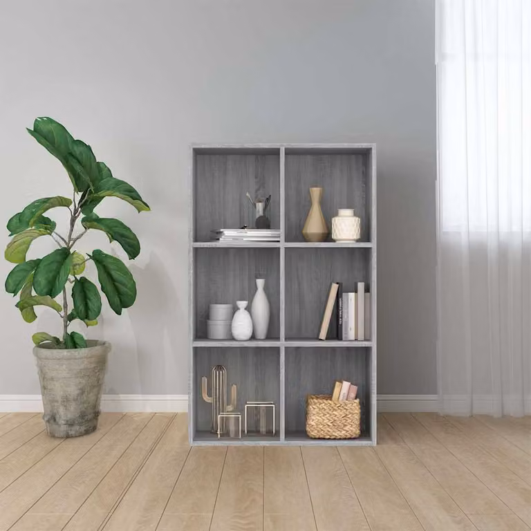 Libreria/Credenza vidaXL in Legno Multistrato e MDF, Grigio, L 66 cm x P 30 cm x H 98 cm