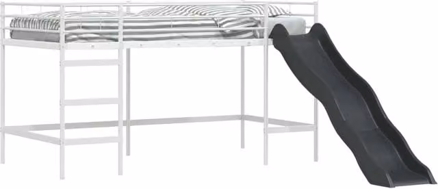Letto loft per Bambini | Letto Infantile | Lettino con scivolo Bianco e Antracite