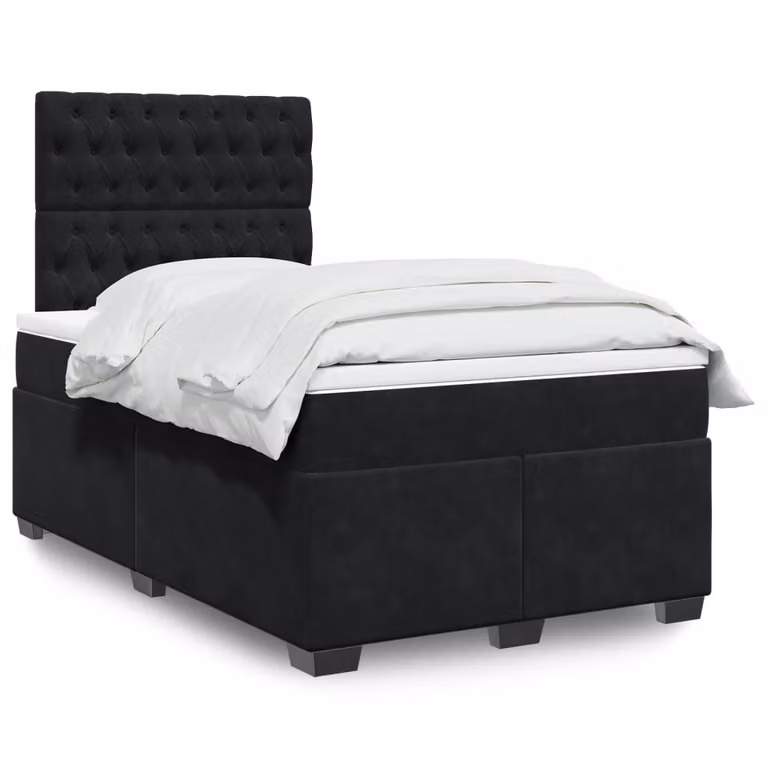 vidaXL Giroletto a Molle con Materasso in Velluto Nero L 120 cm x P 200 cm