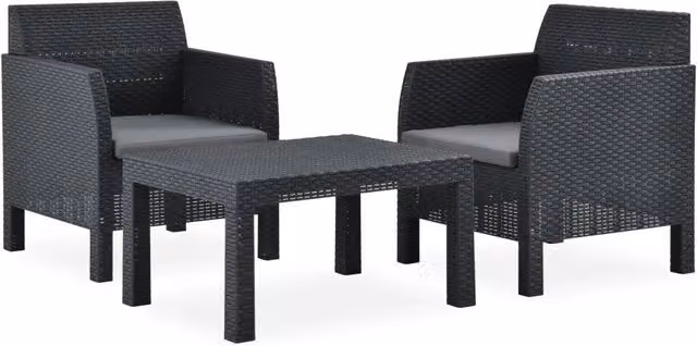 Set da giardino vidaXL composto da 3 pezzi con cuscini in rattan e tessuto colore antracite
