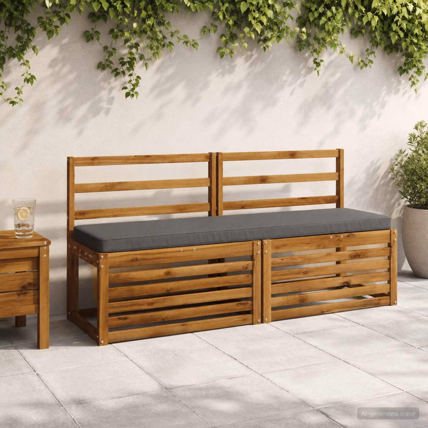 Cuscino per panchina vidaXL VUGHT in poliestere grigio con rivestimento rimovibile e resistente ai raggi UV
